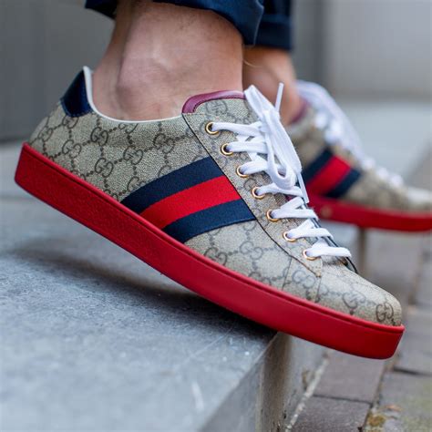 gucci new ace sneaker on foot|gucci ace gg suede sneakers.